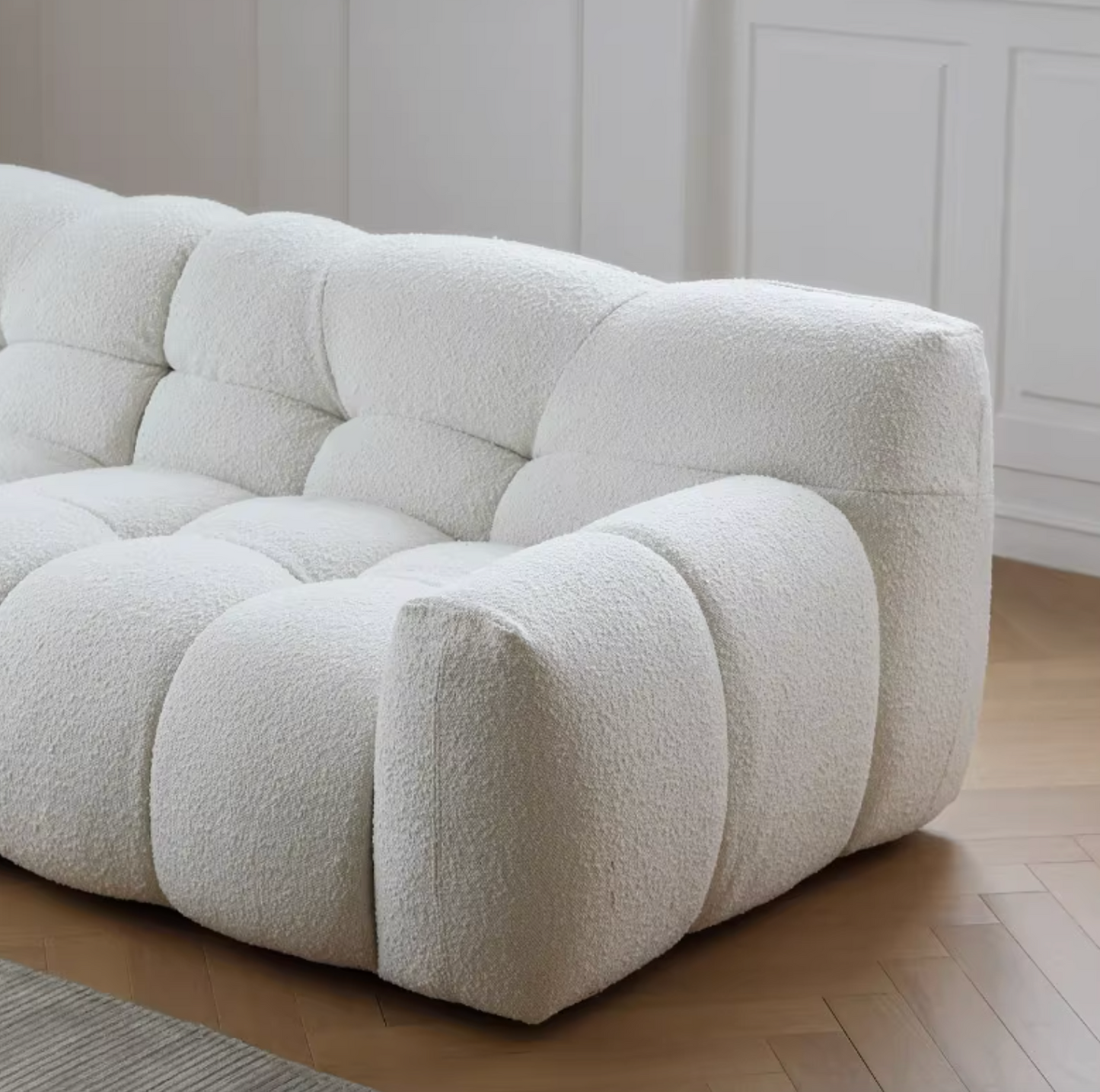 Cora Candy Three Seater Sofa, White| DC Concept