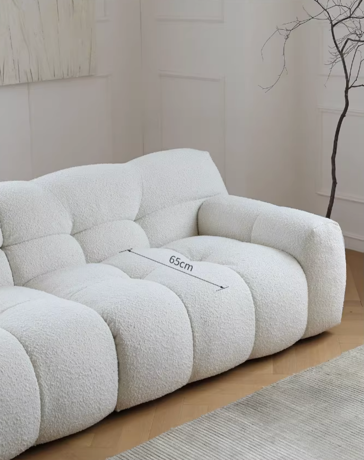 Cora Candy Three Seater Sofa, White| DC Concept