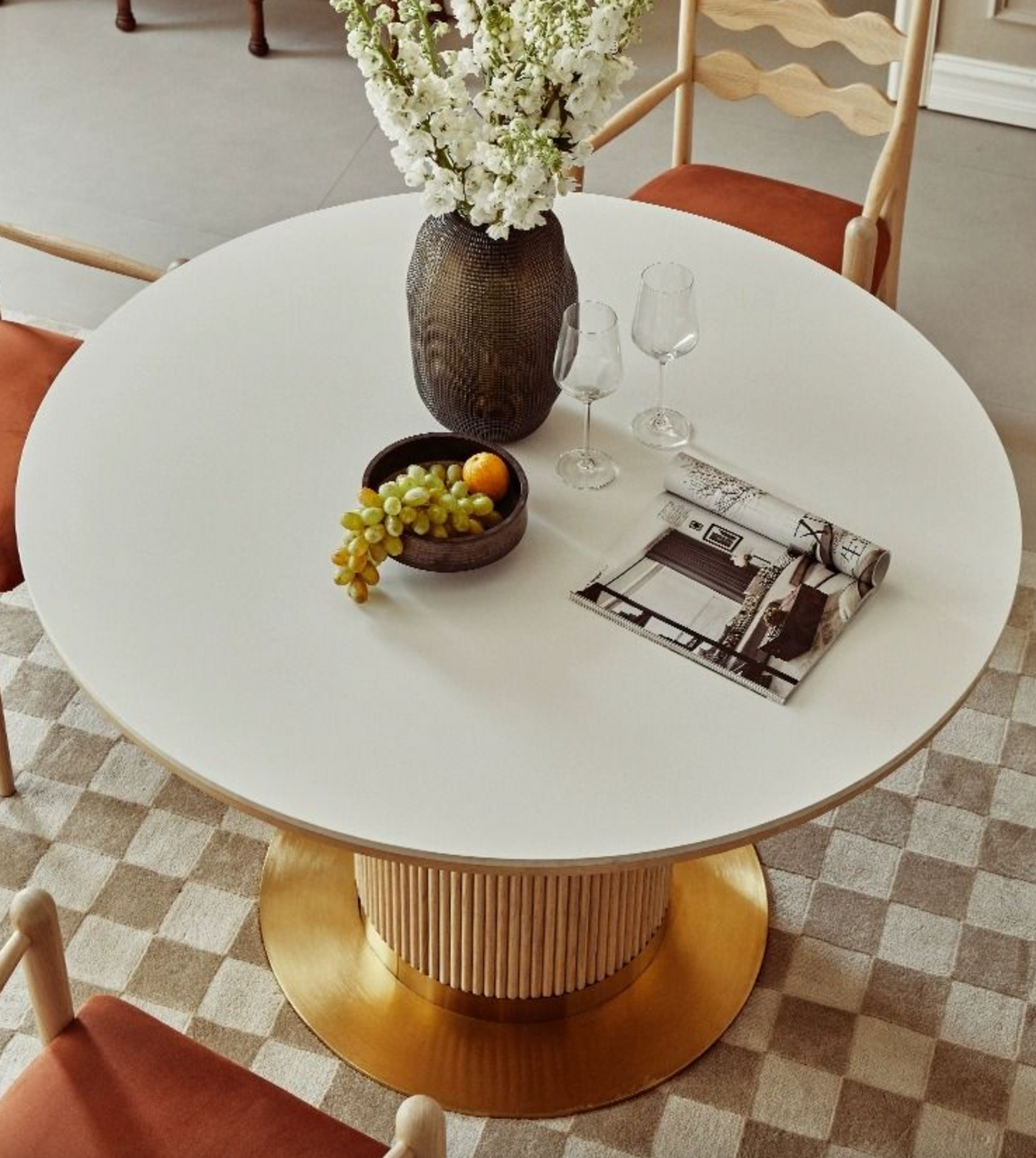 Bek Round Dining Table, White| DC Concept
