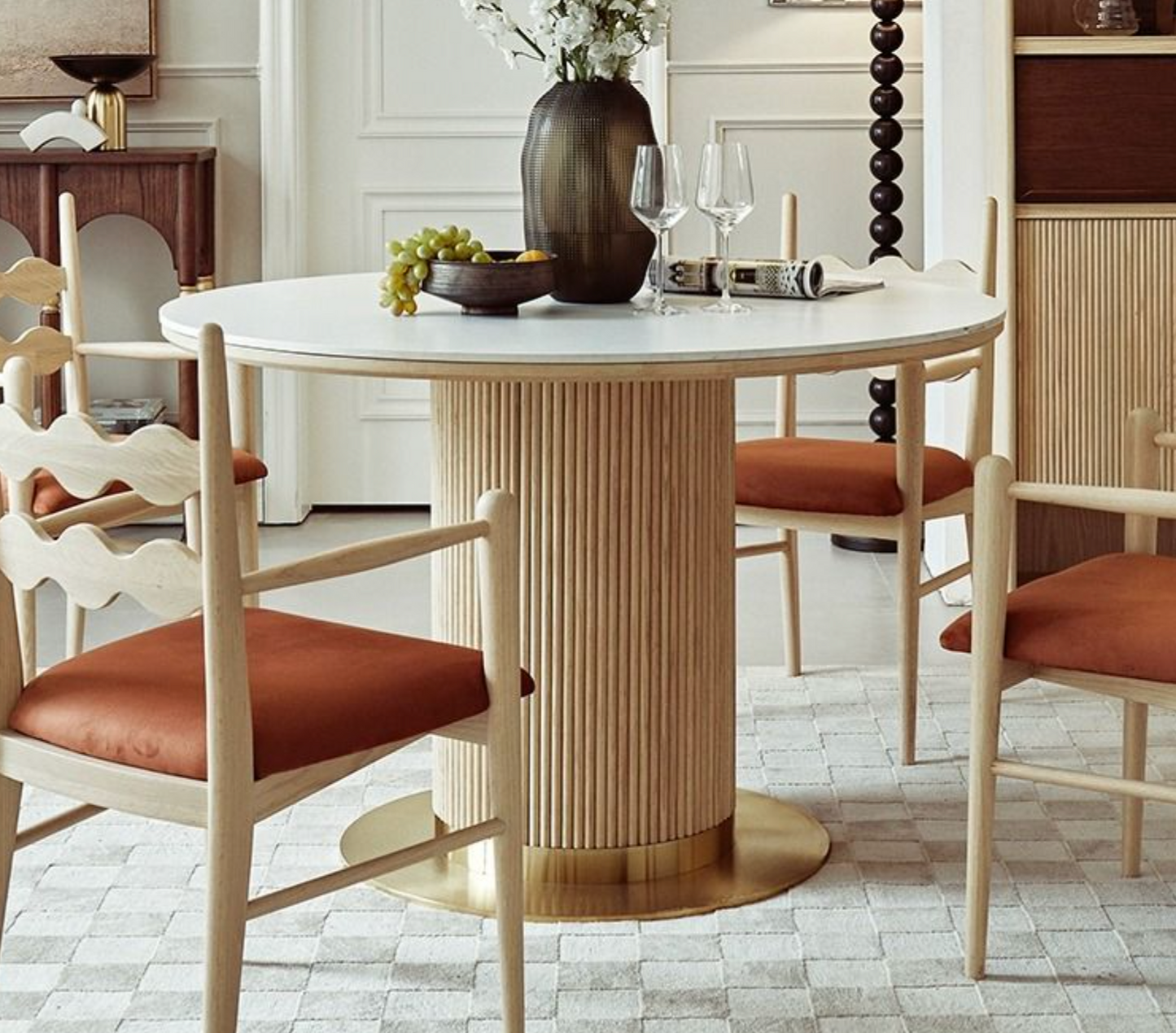Bek Round Dining Table, White| DC Concept
