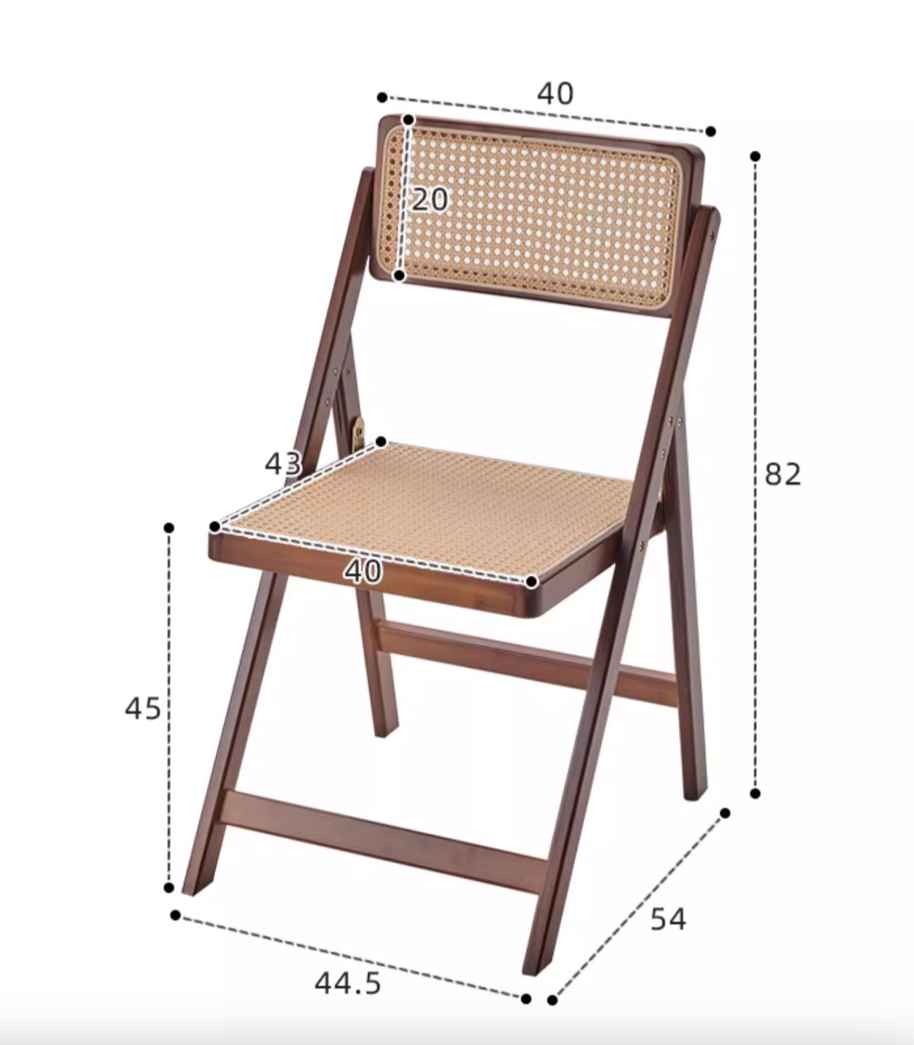Audrey Folding Dining Chair, Rattan