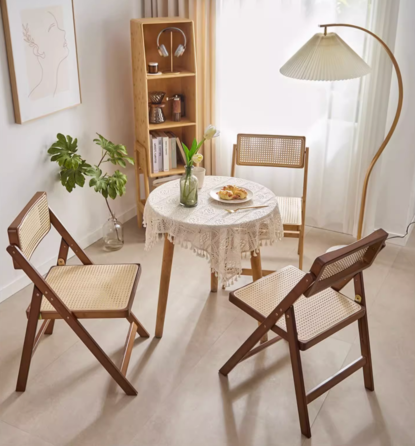 Audrey Folding Dining Chair, Rattan
