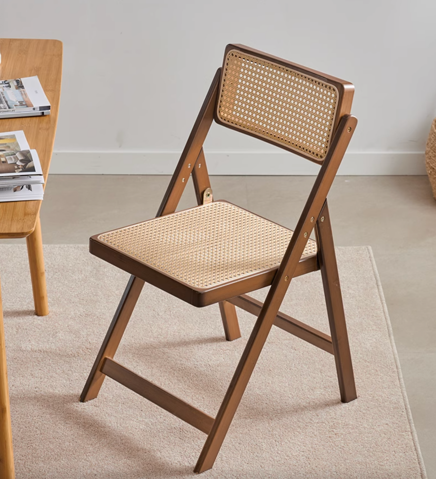 Audrey Folding Dining Chair, Rattan