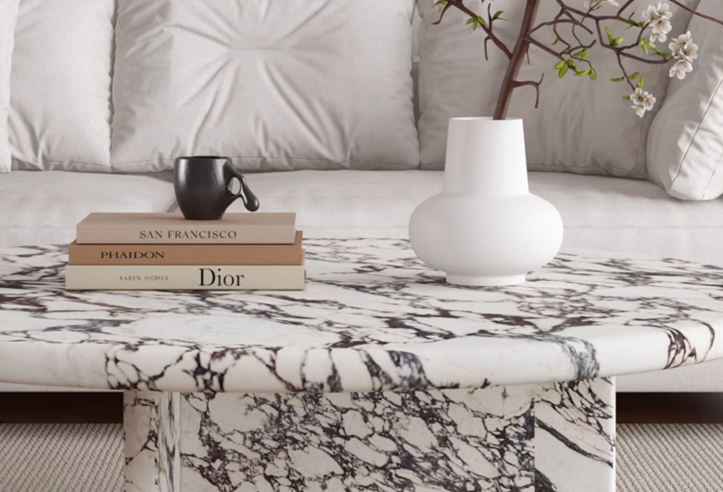 Leanna Coffee Table, Marble - 80cm (for display)