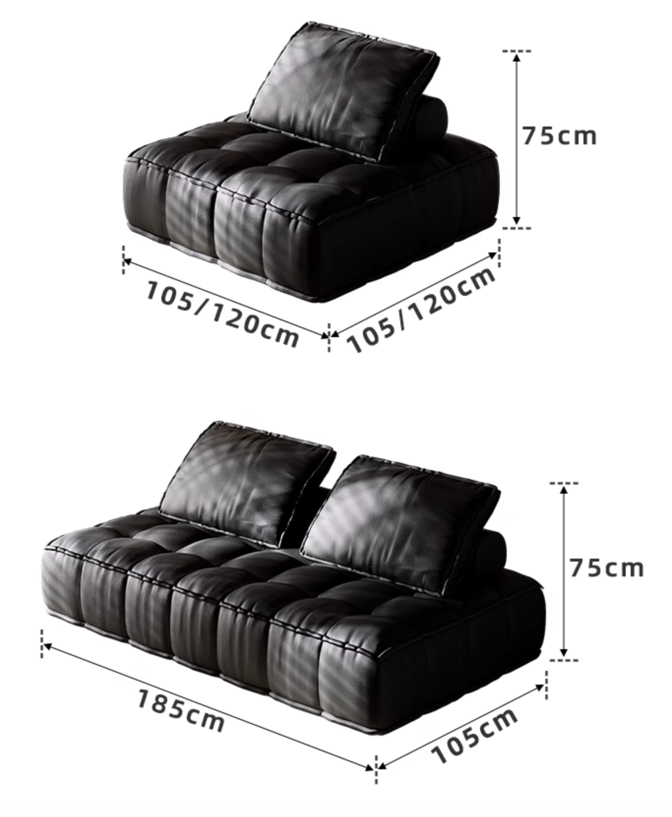 Lani Armchair, Two Seater Sofa, Leather