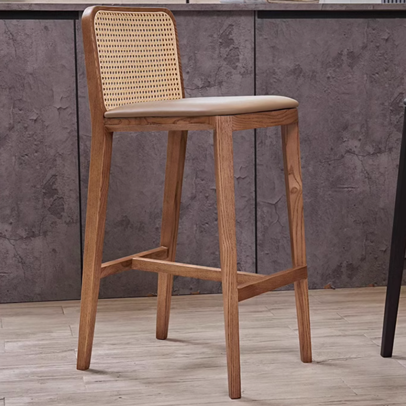 Ethan Rattan Barstool, Wood