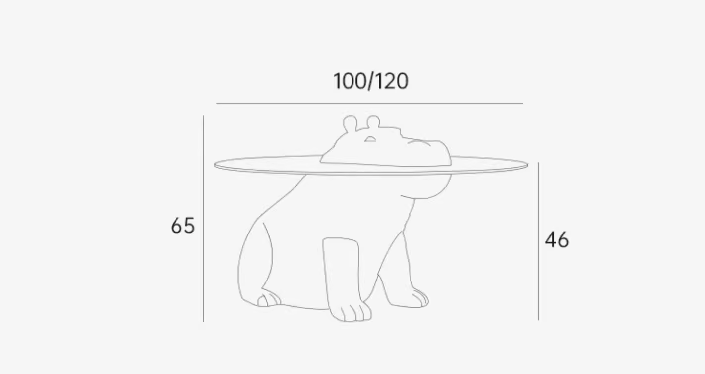 Hippo Coffee Table, Side Table, Glass