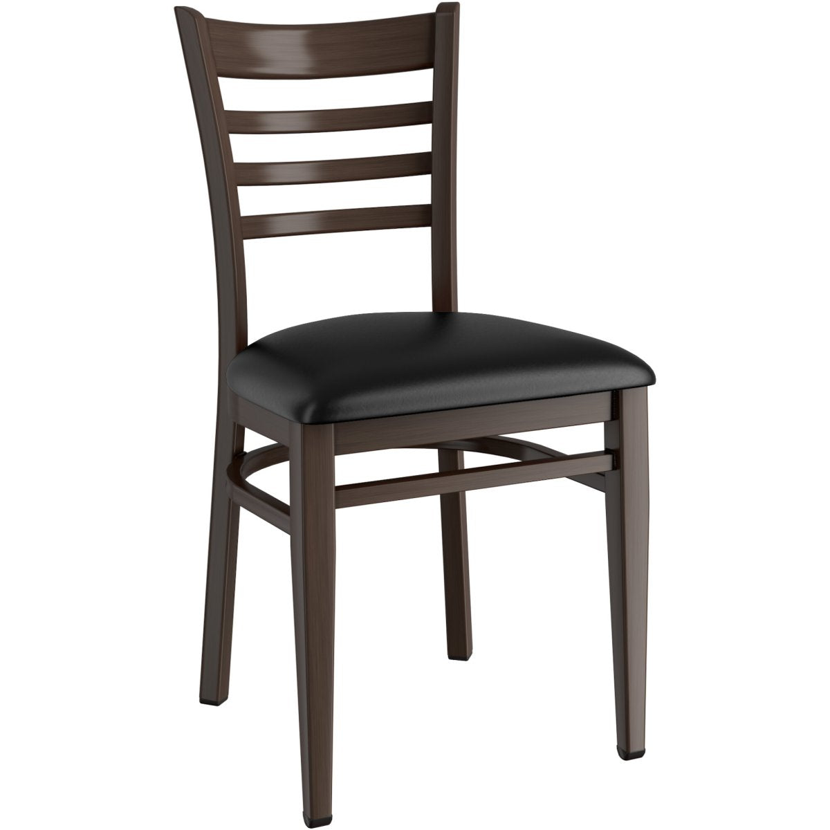 Walnut Wood Chair with Black Vinyl Cushion Seat