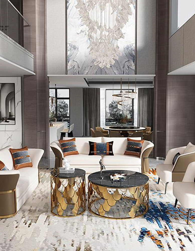 Gold Nesting Coffee Table, Marble| DC Concept