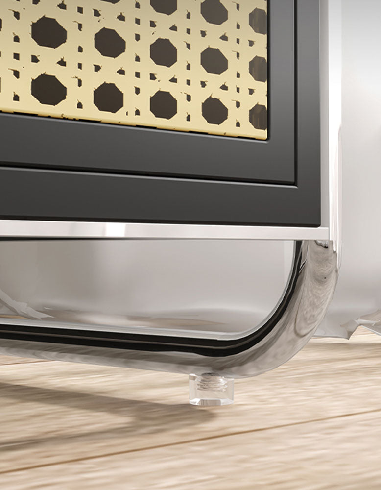 Edison Clear Acrylic & Rattan Side Table, Black| DC Concept