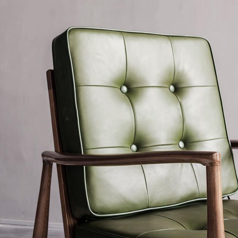 Classic C02 Armchair, Green Leather & Wood, Clearance| DC Concept