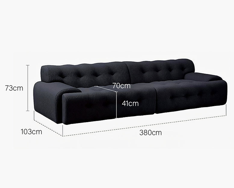 Reese Two Seater Sofa, Three Seater Sofa, Four Seater Sofa, 3D Knitted Fabric-DC Concept-380cm-Black-DC Concept