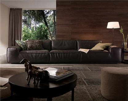 Glover Three Seater Sofa, Black Leather