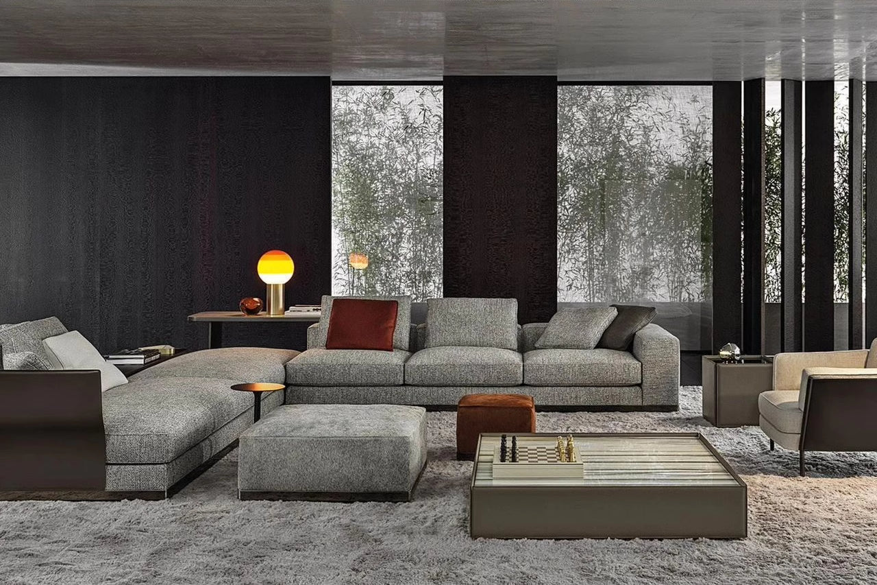 Gerry Five Seater, Six Seater Corner Sofa, Linen & Nappa Real Leather-DC Concept-6 Seater Corner Sofa-DC Concept