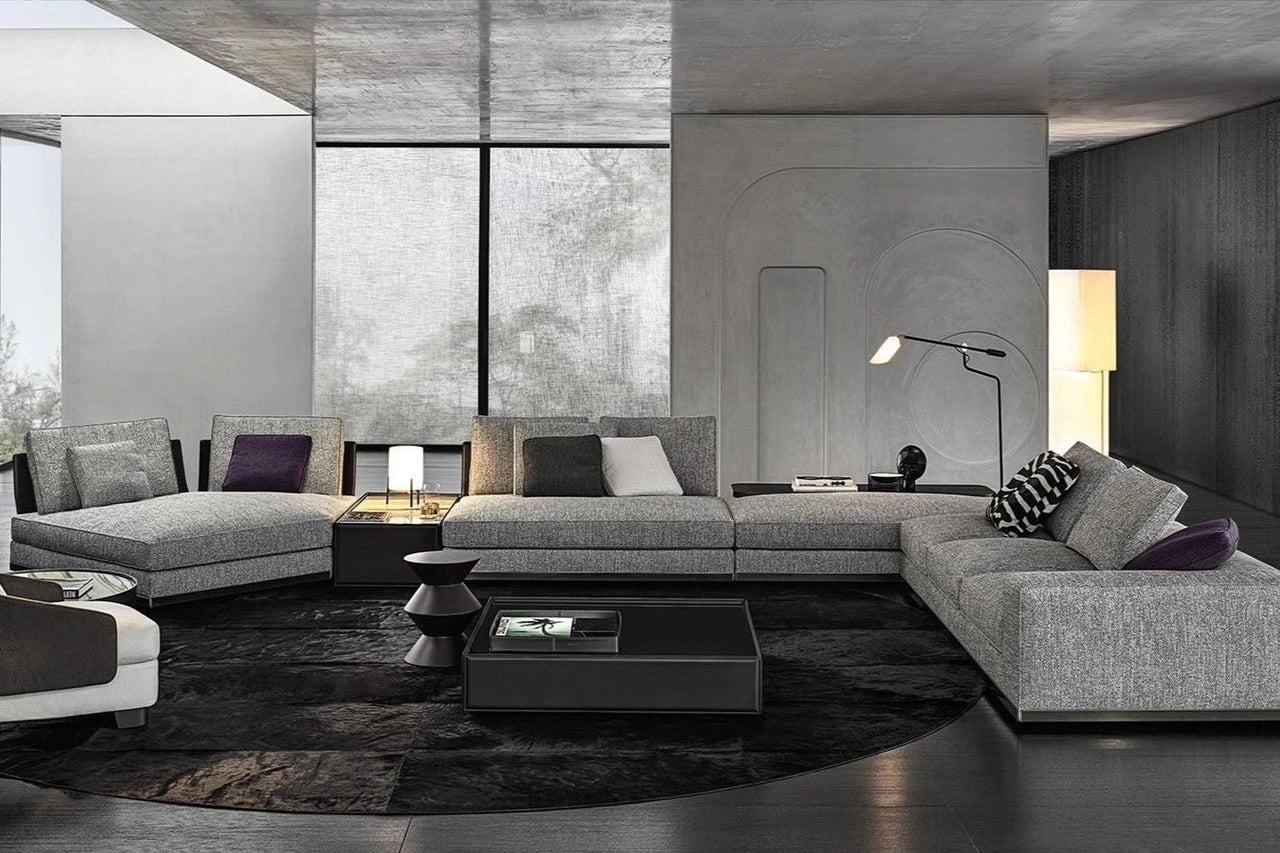 Gerry Five Seater, Six Seater Corner Sofa, Linen & Nappa Real Leather-DC Concept-DC Concept