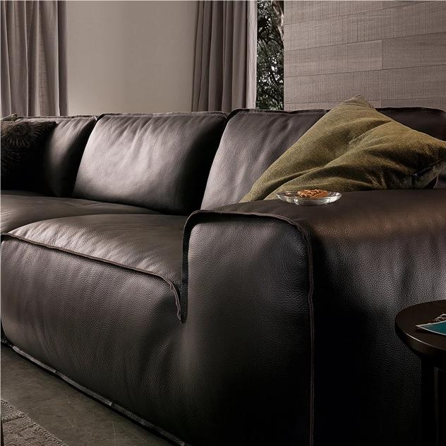 Glover Three Seater Sofa, Black Leather