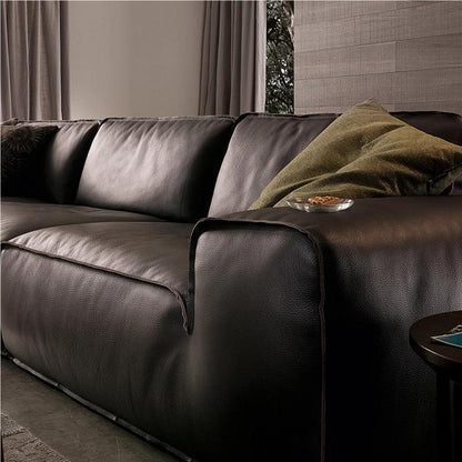 Glover Three Seater Sofa, Black Leather