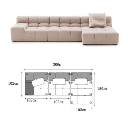 Gemma Three Seater Modular Sofa, Linen/Velvet-DC Concept-DC Concept