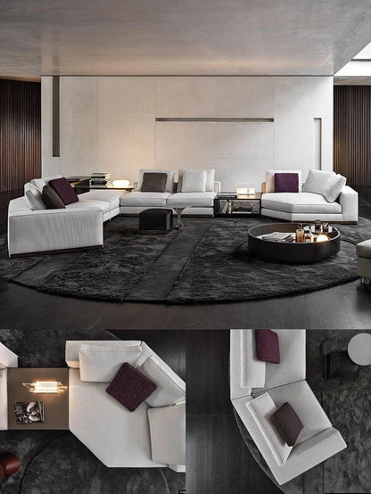 Gerry Five Seater, Six Seater Corner Sofa, Linen & Nappa Real Leather