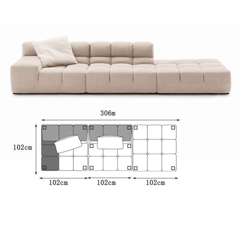 Gemma Three Seater Modular Sofa, Linen/Velvet-DC Concept-DC Concept