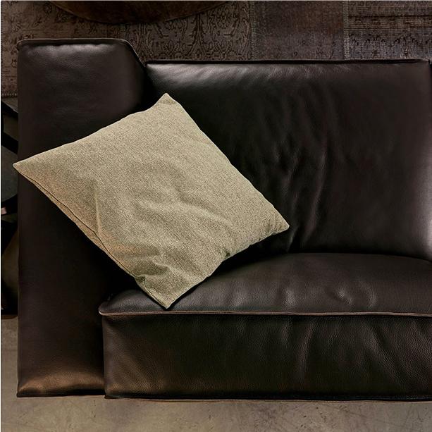 Glover Three Seater Sofa, Black Leather