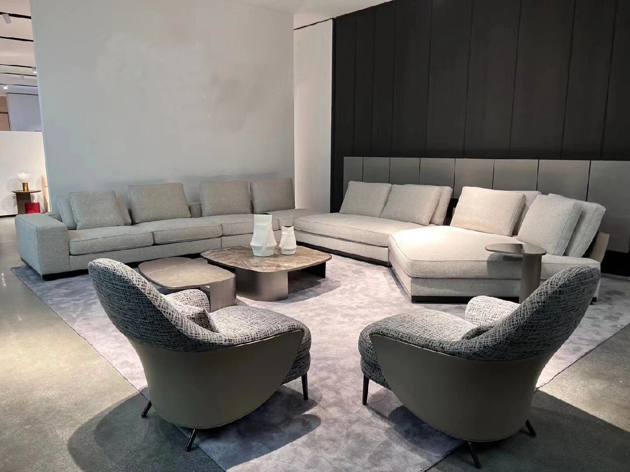 Gerry Five Seater, Six Seater Corner Sofa, Linen & Nappa Real Leather-DC Concept-DC Concept