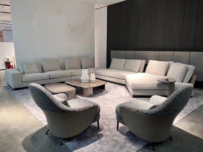 Gerry Five Seater, Six Seater Corner Sofa, Linen & Nappa Real Leather-DC Concept-DC Concept