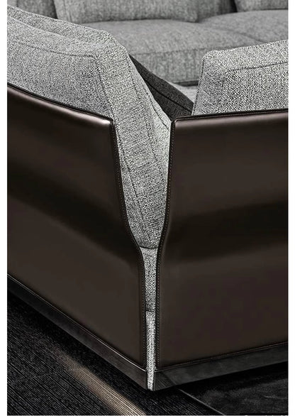 Gerry Five Seater, Six Seater Corner Sofa, Linen & Nappa Real Leather