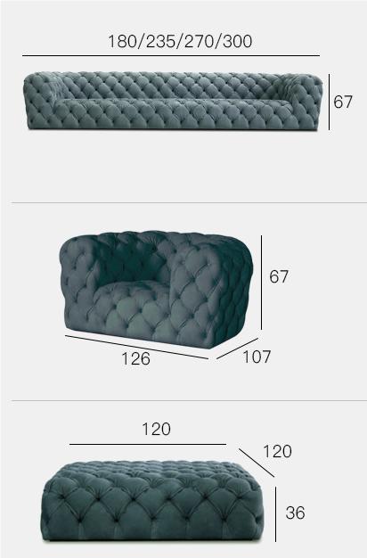 Gunter Three Seater Sofa, Velvet-DC Concept-DC Concept