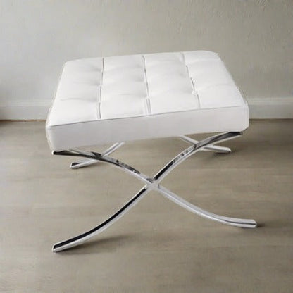 Barcelona Ottoman, Real Leather, White