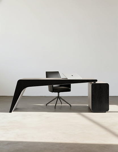 Hargrove Office Desk With Chest Of Drawers, Khaki & Black-DC Concept-DC Concept
