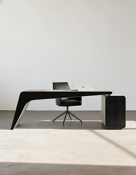 Hargrove Office Desk With Chest Of Drawers, Khaki & Black-DC Concept-DC Concept