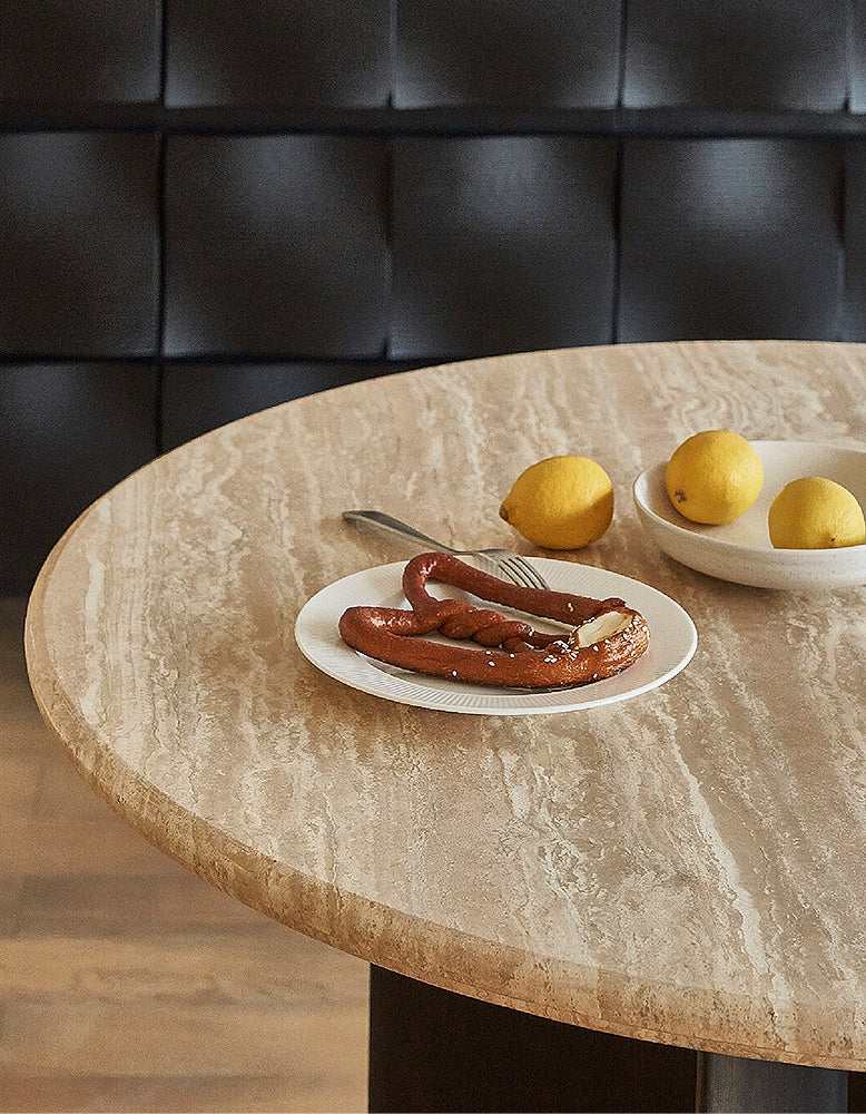 O'Malley Oval Dining Table, Travertin & Solid Wood