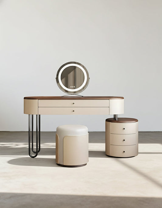 Juana Dressing Tables With Mirror, Solid Wood, Cream-DC Concept-DC Concept