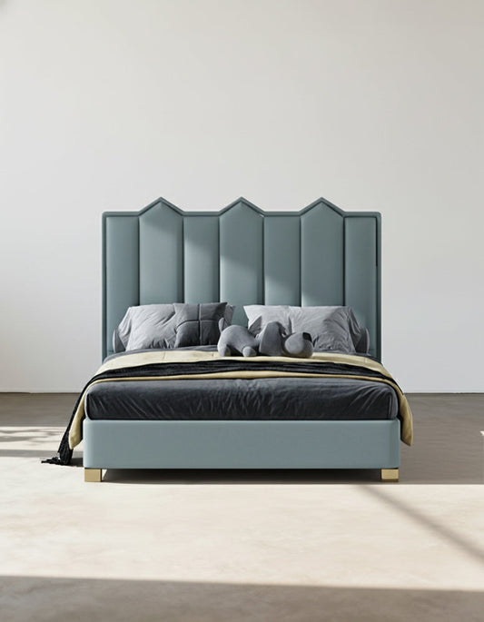Baez King Size / Super King Size Bed, Leather/Velvet-DC Concept-DC Concept