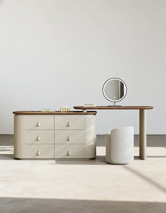Danna Corner Dressing Table With Mirror, Solid Wood-DC Concept-DC Concept