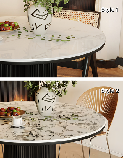 Jean Round Dining Table, White & Black