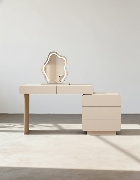 Ward Dressing Table With Side Cabinet & LED Mirror, Cream-DC Concept-DC Concept