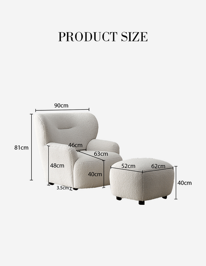 Carmen Armchair With Footstool, White Boucle
