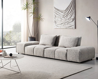 L-Shaped Sectional Two Seater/ Three Seater Sofa, Linen