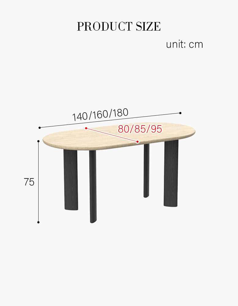 O'Malley Oval Dining Table, Travertin & Solid Wood
