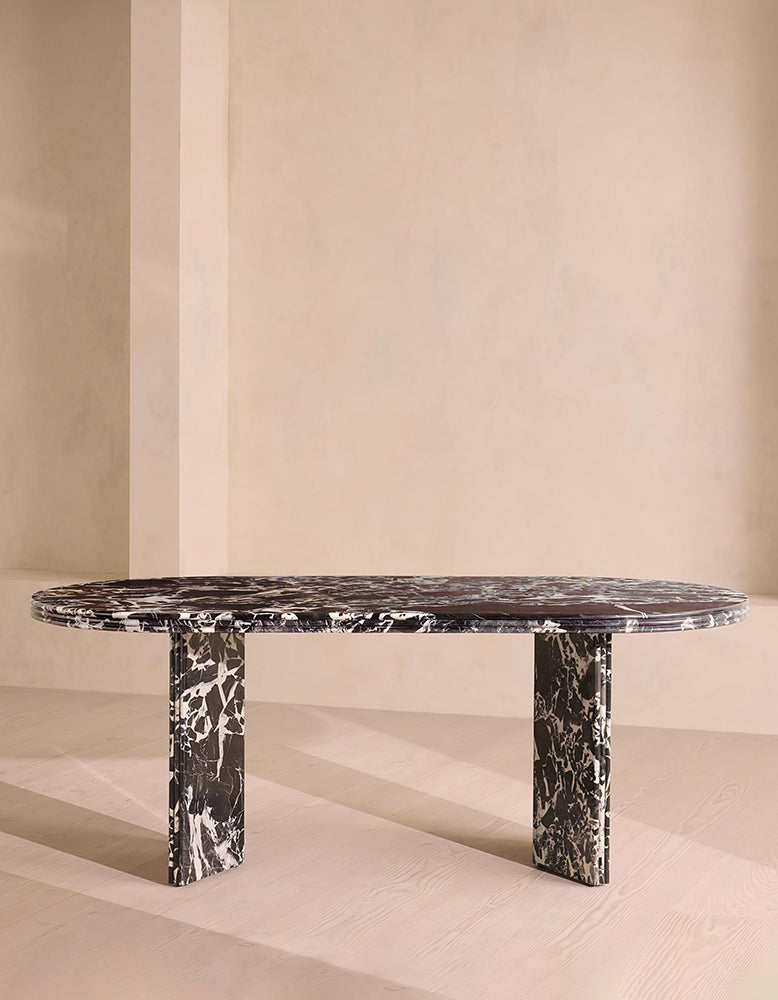 Rosaline Black Marble Dining Table, Oval