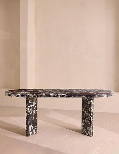 Rosaline Black Marble Dining Table, Oval