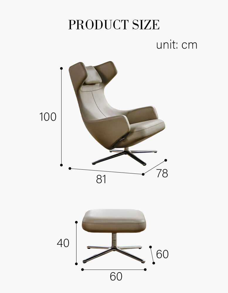 Ghoshal Egg Chair, Wingback Lounge Chair With Recliner & Footstool