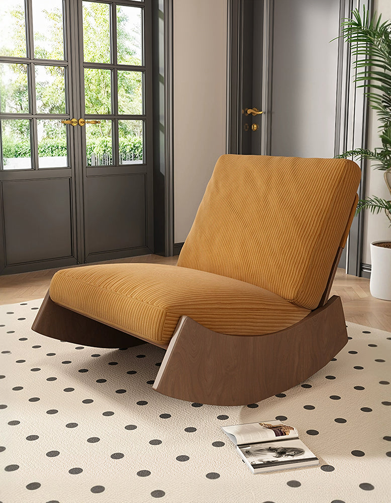 Valdez Rocking Lounge Chair, Corduroy & Wood