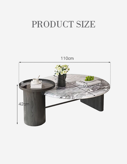 Galatea Round Nesting Marble Coffee Table, Marble Top