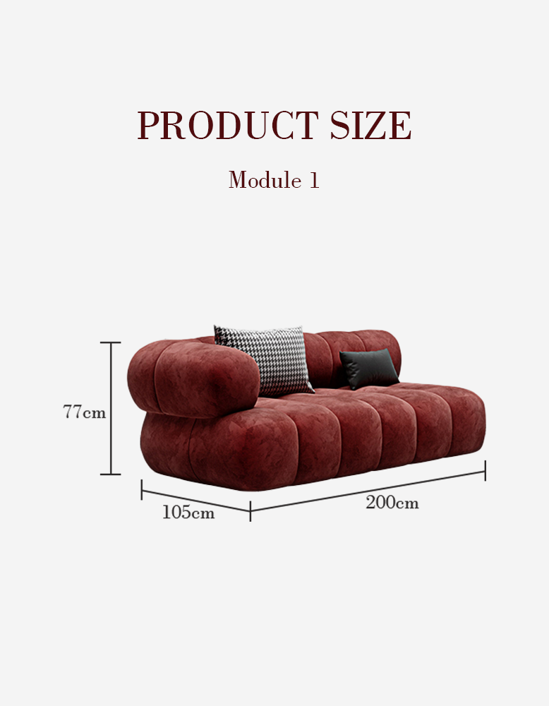 Anouk Modern Red Modular Sofa, Three/ Two Seater Sofa-DC Concept-DC Concept