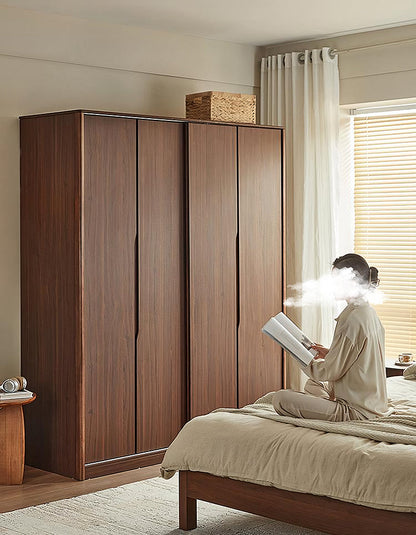 Kimura Slide Door Wardrobe With Hanging Rails, Walnut-DC Concept-DC Concept