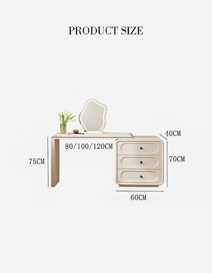 Murphy Corner Dressing Table With 6 Drawers and Chair, Cream