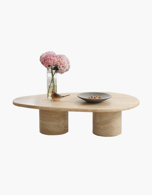 Clio Art Deco Coffee Table, Oval, Marble